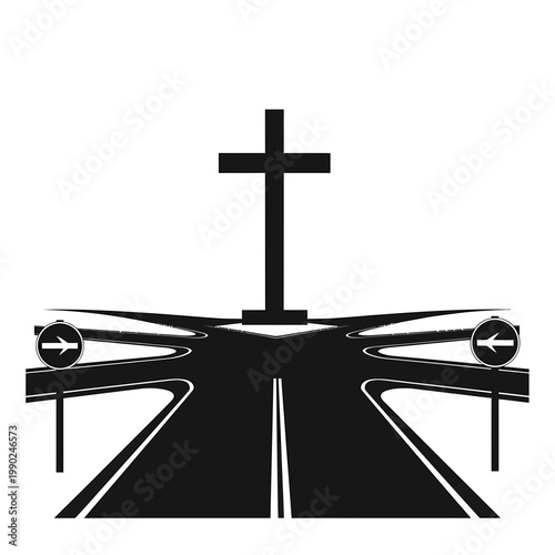 Christian Path at Crossroads Vector Illustration Concept