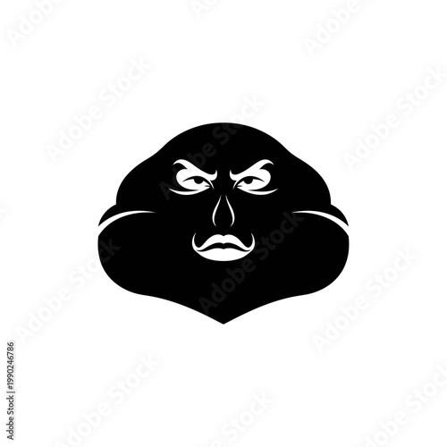 Menacing Villain Face Mask Vector Illustration Black and White