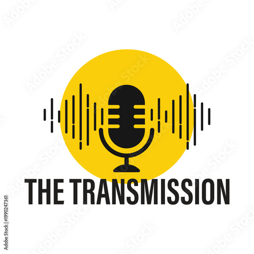 the transmission radio broadcast logo with audio wave circle design