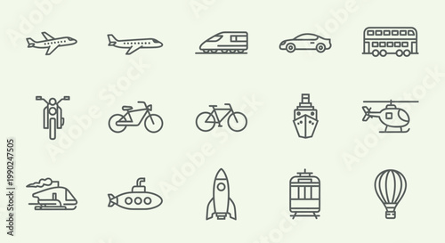 Transportation modes icons set