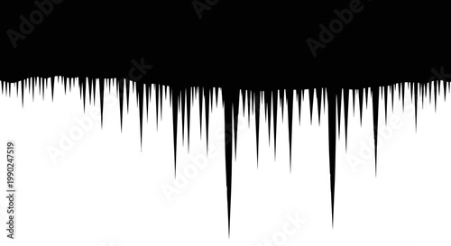 Black sound wave pattern on white background audio waveform illustration with sharp peaks and valleys