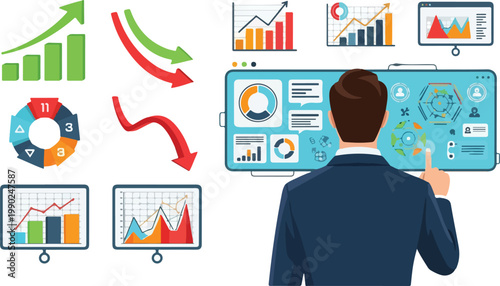 Businessman Analyzing Data Charts.