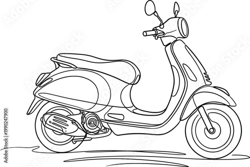 Modern scooter motorbike illustration with sleek urban design city commuting transport vehicle clean line art vector