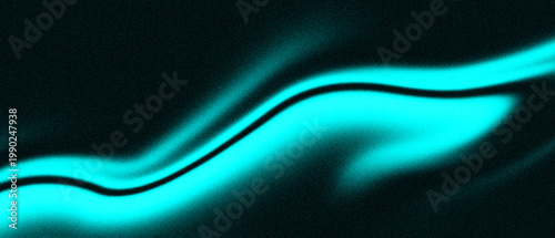 Neon cyan glowing abstract wave background with light rim and blur