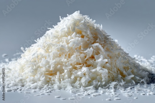 Pile of Shredded Coconut Flakes Used as a Baking Ingredient