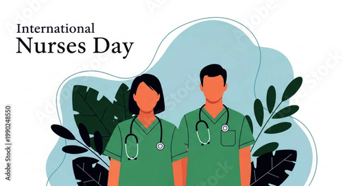 International Nurses Day illustration with male and female medics