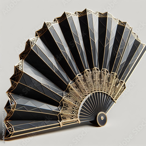 Japanese War Fan Realism Meets Low Poly Geometry