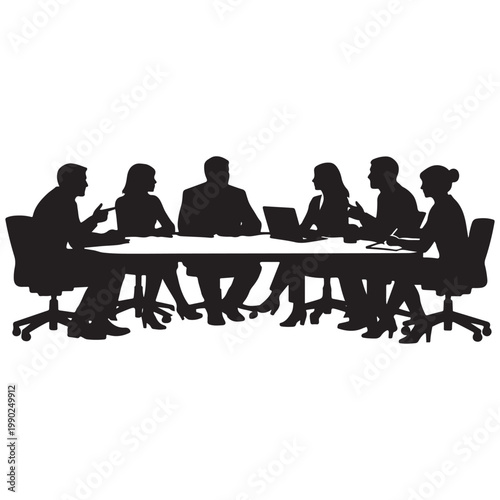 Business Meeting Silhouettes Vector Illustration