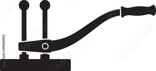 Black silhouette of a manual toggle clamp with two vertical posts and a horizontal handle