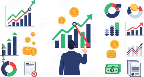 Businessman Analyzing Financial Growth.