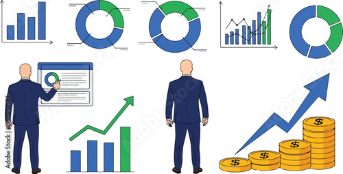 Businessman and Financial Graphs.