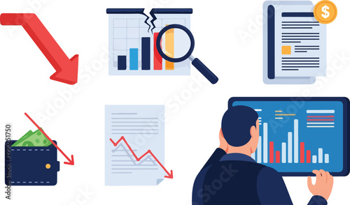 Businessman looking at charts.