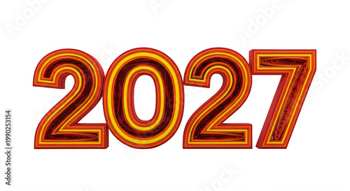 Neon orange and yellow 2027 text on black background