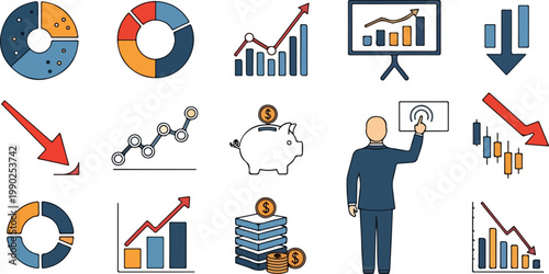 Businessman presenting financial data.