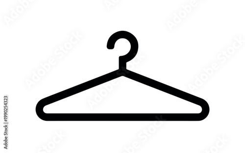 A simple, black outline icon of a clothes hanger, universally recognized as a symbol for clothing, fashion, and wardrobe-related concepts.