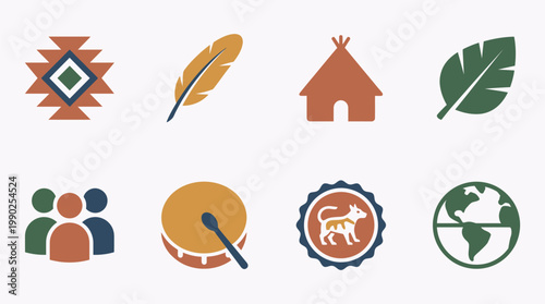 Minimal Indigenous Culture Icon Set Collection