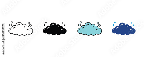 Soap foam and bubbles icon set. cleaning and laundry concept symbol. soap suds symbols for hygiene, washing, and car wash services. vector illustration