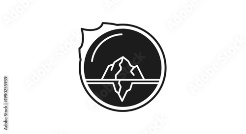 Black and white mountain logo icon.