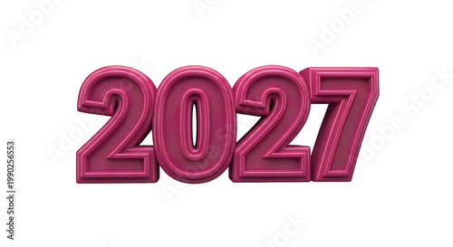 Pink 3d metallic numbers 2027 on black background