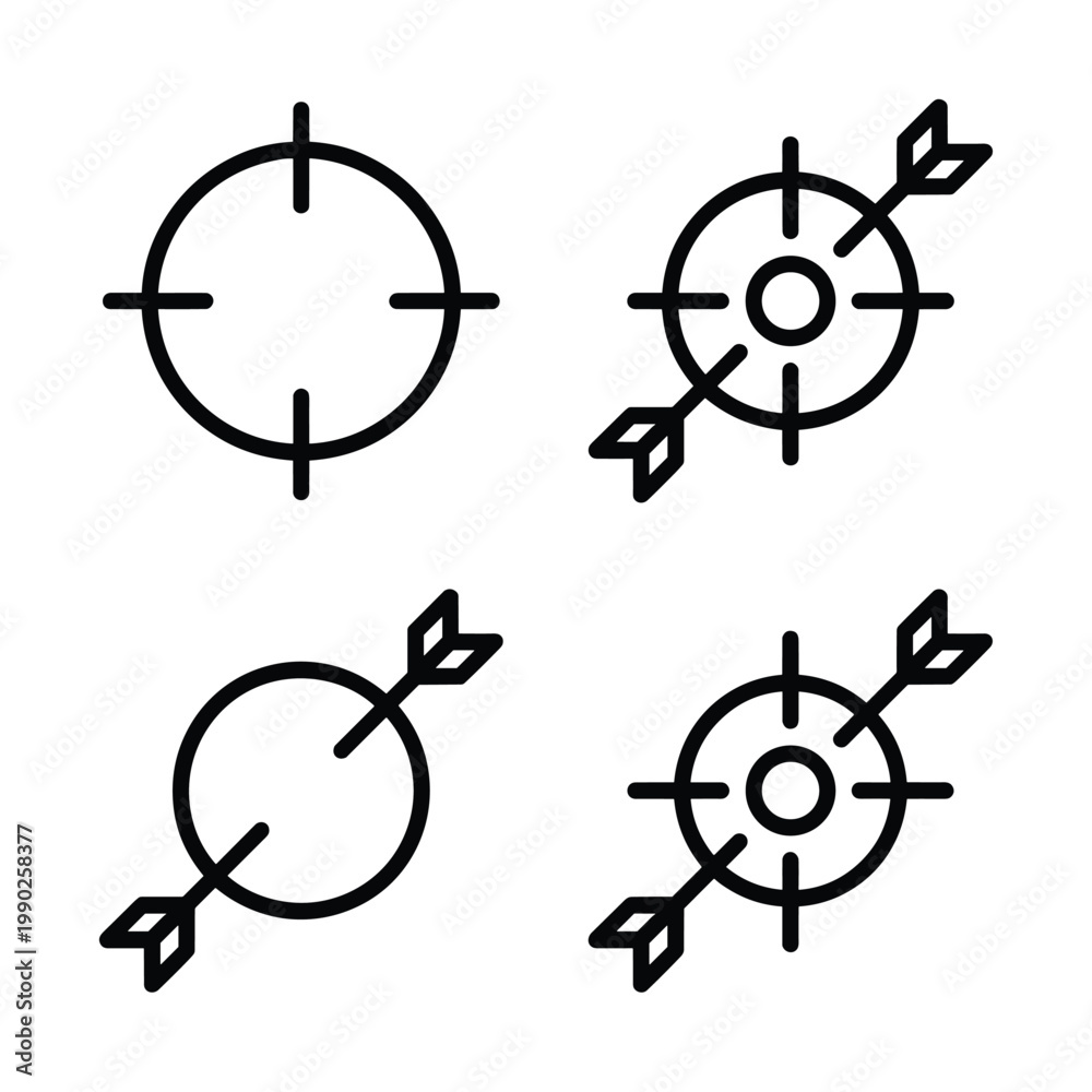 Fototapeta premium Archery targets with various sight markings and arrow strikes