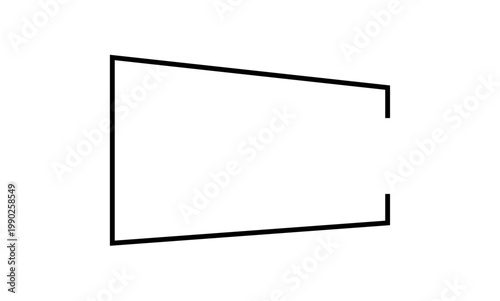 Simple black outline of a geometric shape resembling a truncated cone or a perspective view of a channel on a white background.