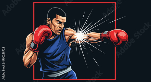 Boxer throwing a punch with dynamic action and striking visuals
