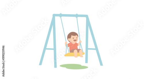 Little boy playing on swing set.