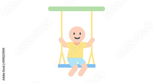 Happy baby on a swing set.