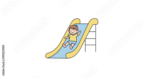 Little girl playing on slide.