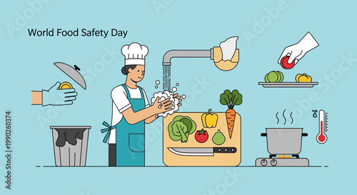 Man in chef hat washing vegetables.