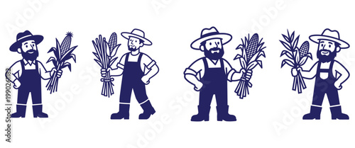 Diverse group of farmers proudly holding their harvested corn crops, representing agricultural success and bountiful harvest.