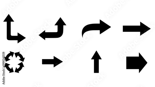 Arrow Icons Set – Direction, Navigation, Turn, Refresh Black UI Symbols Collection
