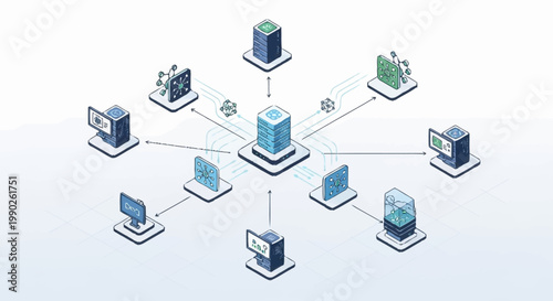 Network connection and data exchange concept.