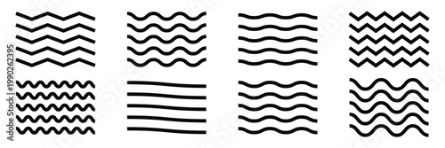 Wave line and wavy zigzag lines. Black underlines wavy curve zig zag line pattern in abstract style. Vector Illustration . EPS 10 .