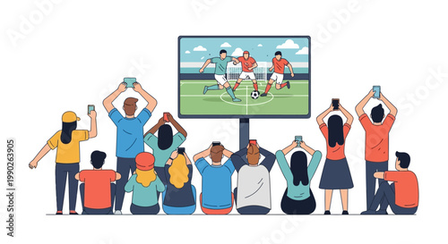 People watching sports on television.