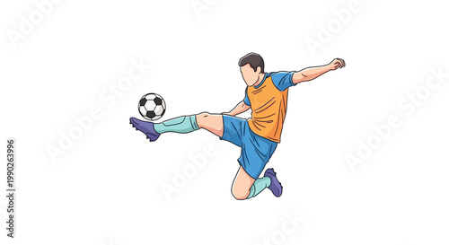 Man Kicking Soccer Ball High.