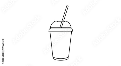 Cold drink cup with straw inside.