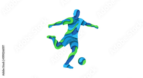 Man Kicking Soccer Ball in Air.