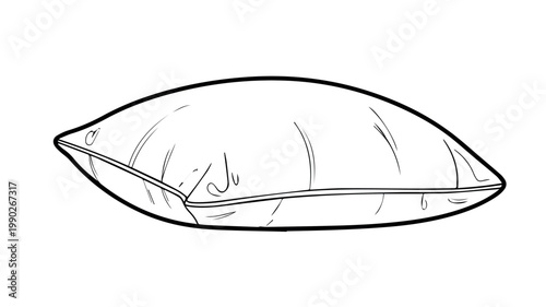 A clean and minimalist line art illustration presents a single, soft, rectangular pillow, suggesting comfort, relaxation, and a good night's sleep.