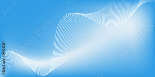 Smooth white waves glide across soft blue gradient. Elegant motion suggests fluidity and calm. Ideal for wellness, tech, or modern design projects. Bright tones evoke clarity and serenity