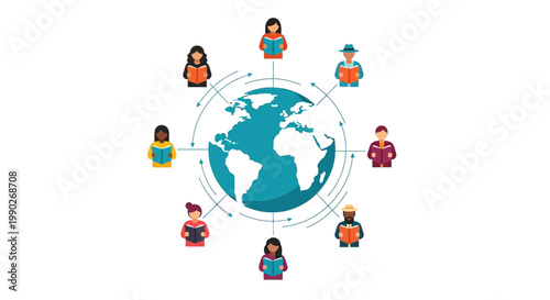 Diverse People Around The World Globe.