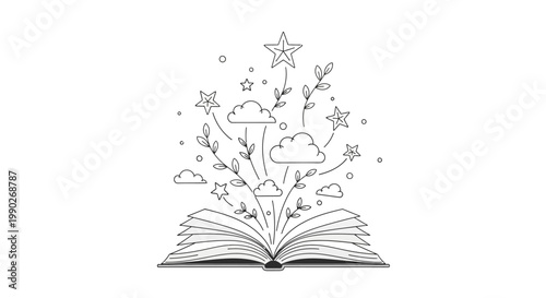 Open Book with Fantasy Elements Emerging.