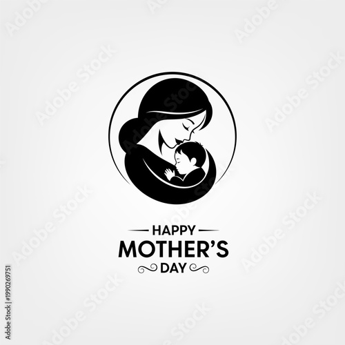 Happy mothers day greeting card with mother holding baby in her arms warm embrace love tenderness symbol joy symbol loving parent caring child maternal connection family bond peaceful moment tender mo