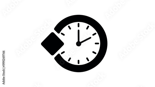 A minimalist icon of a clock with an arrow forming a circular path, suggesting refresh, update, history, or time-related processes.