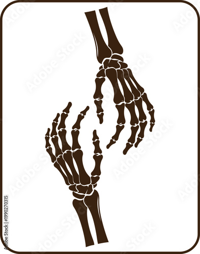 Skeleton hands pair vector icon, Skeleton Hands Reaching Towards Each Other in a Dark, Gothic Style