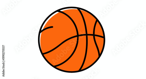 Vibrant Orange Basketball Icon: Bold Circular Illustration of a Sports Ball.