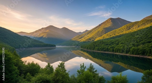 Mountain lake landscape reflection