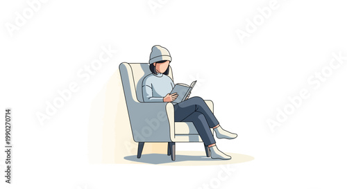Woman sitting on chair with tablet.