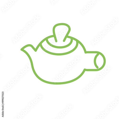 Minimalist teapot sticker in clean outline flat style. Decorative vector illustration representing tea culture, perfect for sticker packs, cafe themes, and packaging design.