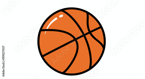 Illustration of a bright orange basketball isolated on white background for sports design.